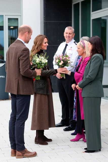 The Prince and Princess of Wales during a visit to the Northern Ireland Fire and Rescue Service Learning and Development College near Cookstown, Co Tyrone. Picture date: Tuesday October 14, 2025 (Credit: Chris Jackson/PA Wire)